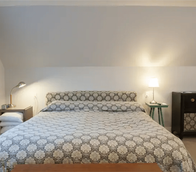 The king sized bed is 2 twins put together, like a cruise ship. Guests frequently tell me how comfortable it is but it could be a twin if you'd like more space.