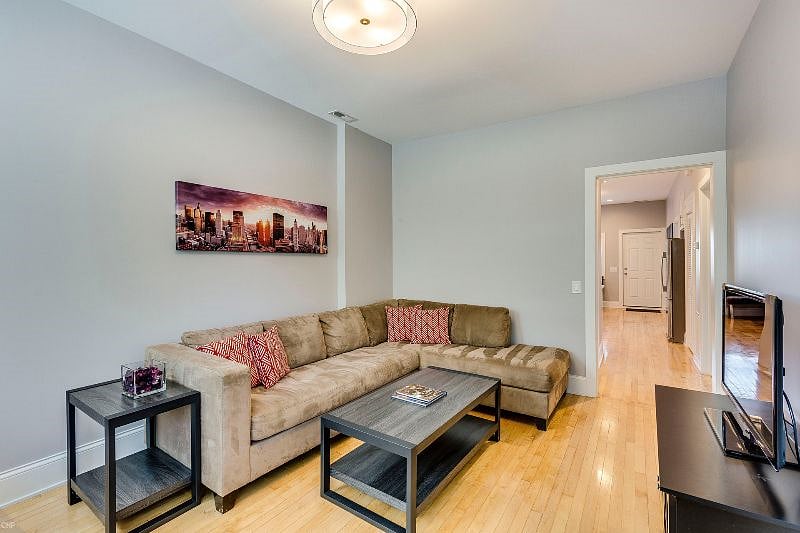 Living room with large sectional sofa