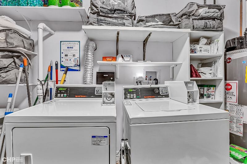 Laundry machines. Download convenient app to pay on phone, or can use quarters.