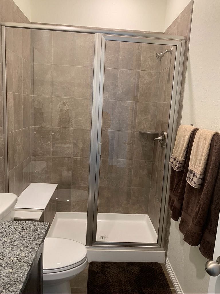 Close up of walk-in shower