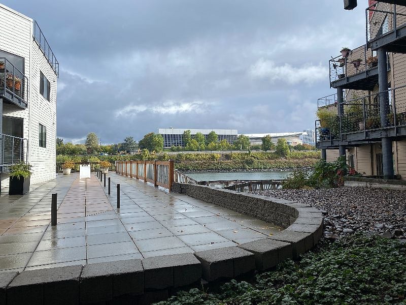 Beautiful views out side of the living room. New construction of walkways and no shrubs or trees to block your view of the river.