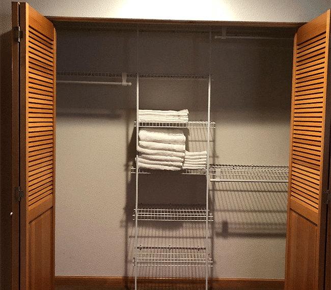 Large bedroom closet with plenty of room for various type of garments, luggage, etc... All fresh towels and Linens will be waiting for you.