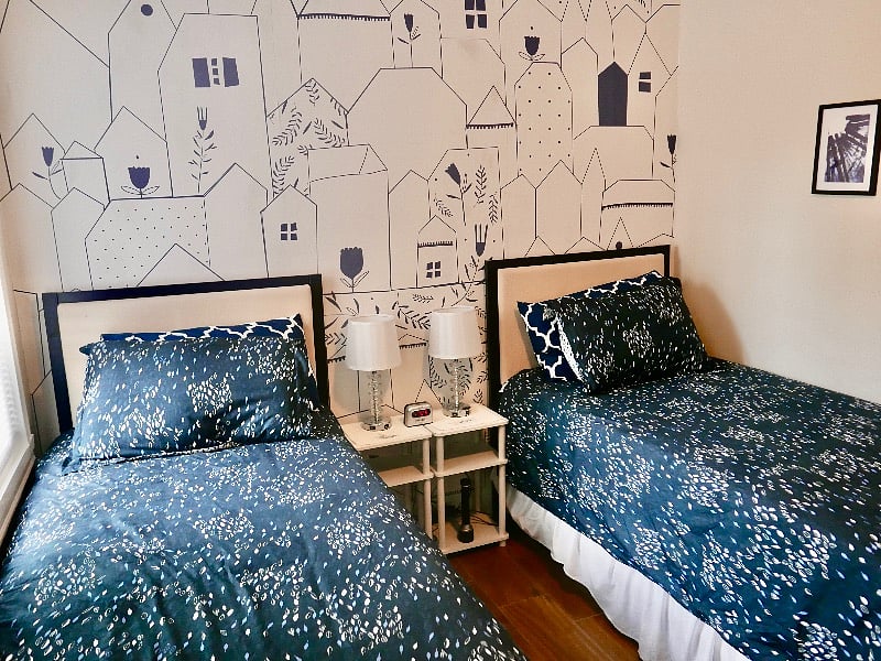 King bed can be separated into two Twin XL's beds too sleep more guests.