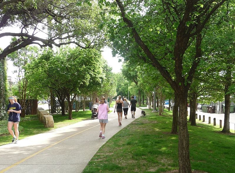 The Katy Trail goes from Downtown to SMU. Walk, Run or Bike The Katy Trail
