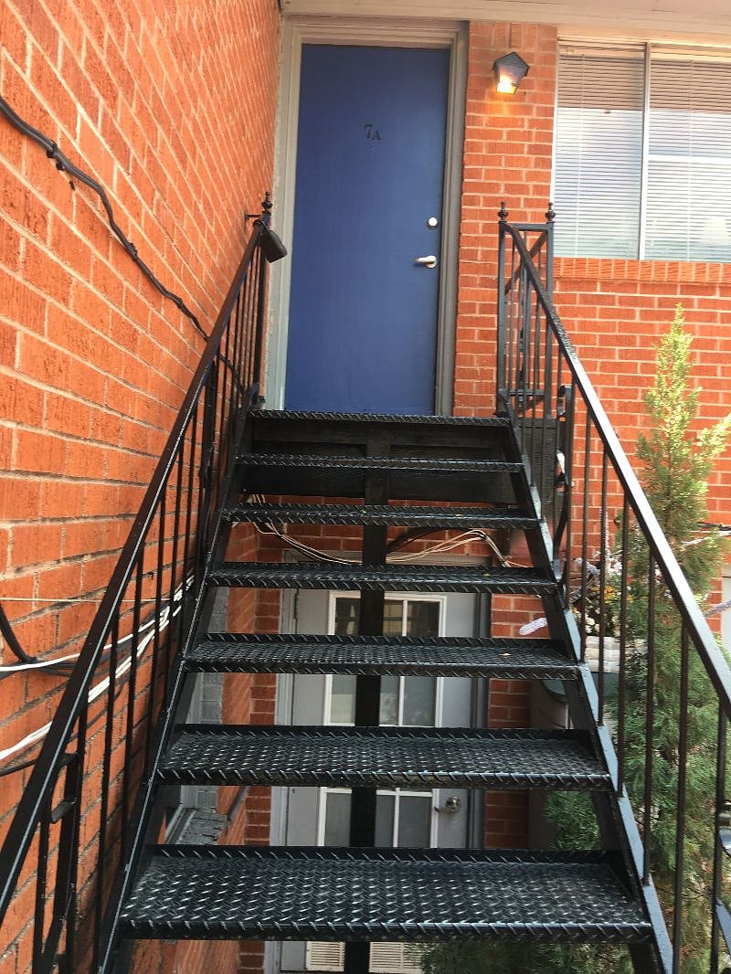 Private staircase and entrance. 