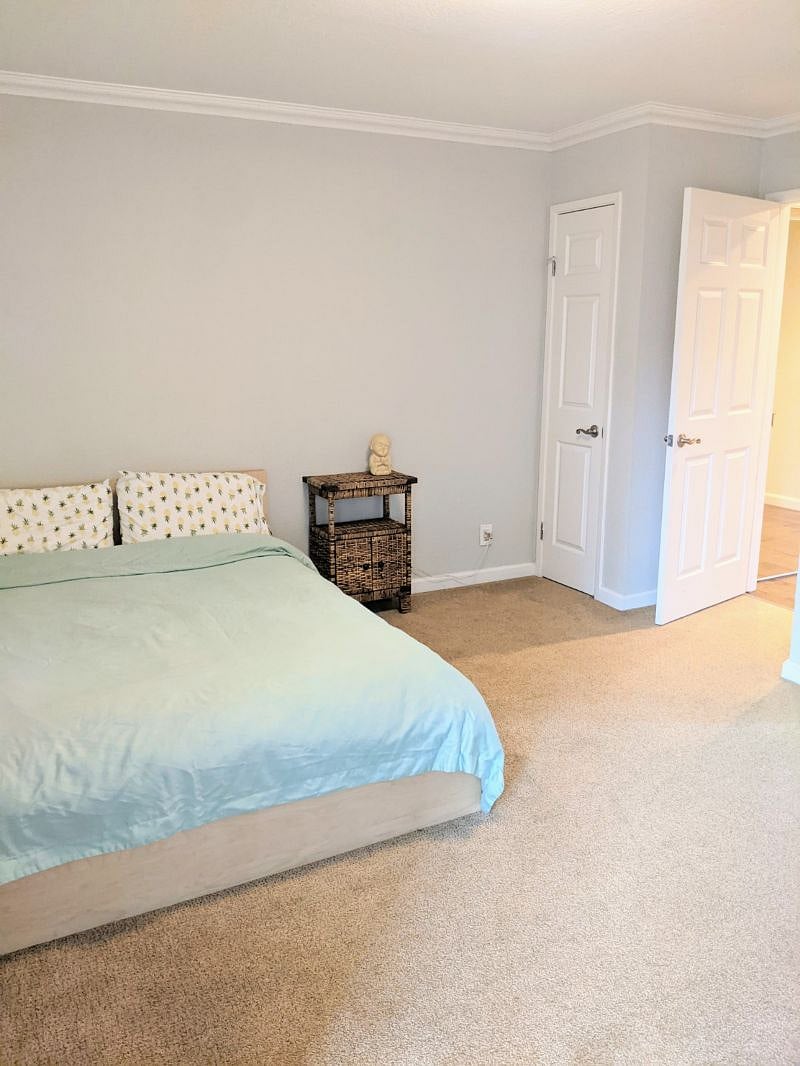 Full size bed with clean linens included.