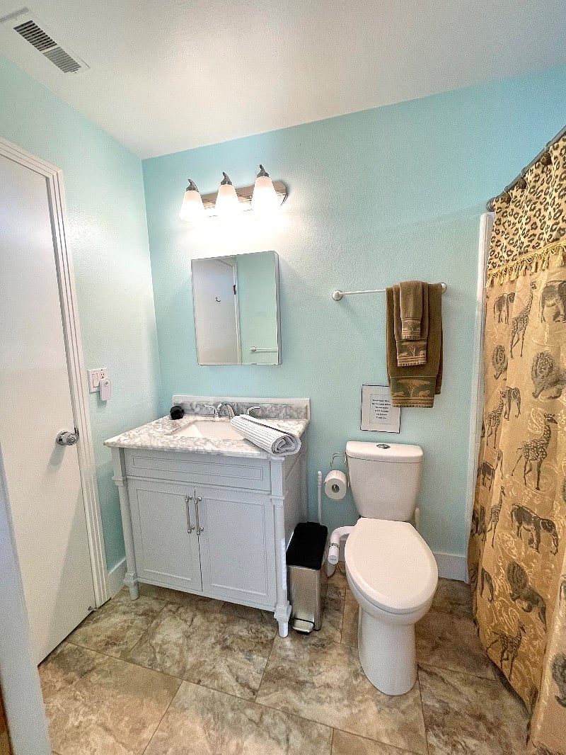 Full bath, tub and shower.