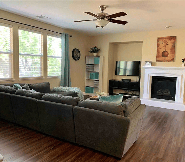 Settle in and watch a movie on the flat screen TV