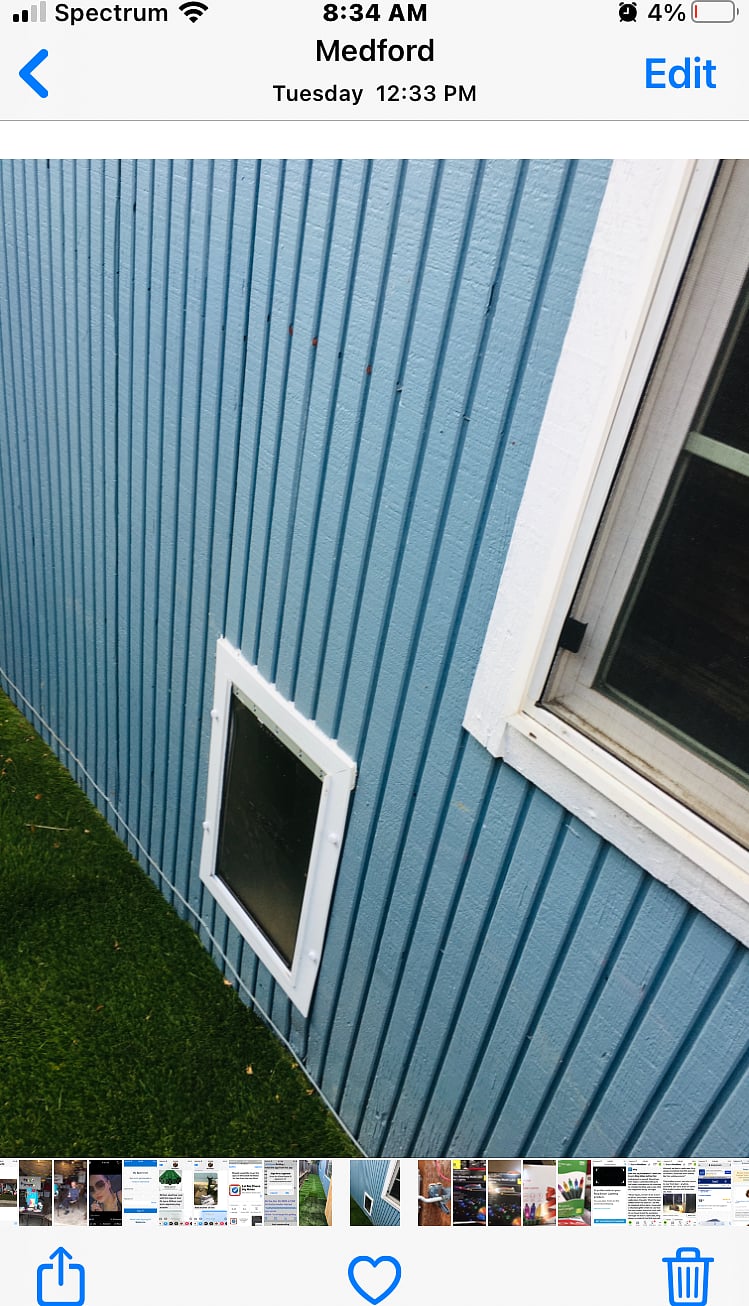 Doggie door connects to your room and accommodates small to large dog
