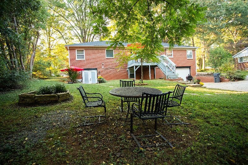 Seating provided in the backyard