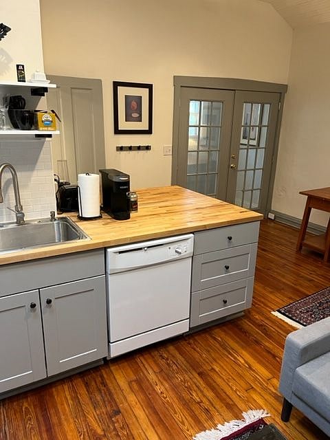 Butcher block counters.