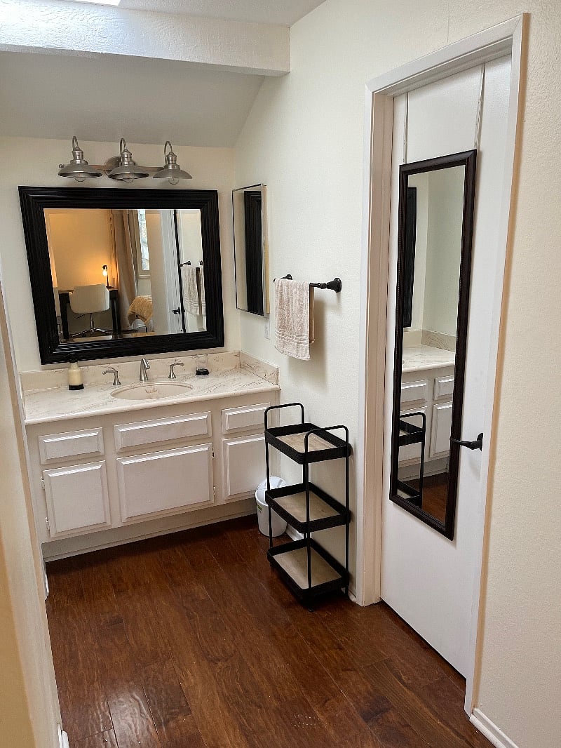 Master bedroom vanity sink with natural sky light