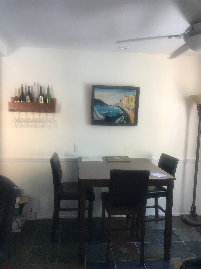 High top dining room table with additional seating at bar with 2 additional bar stools