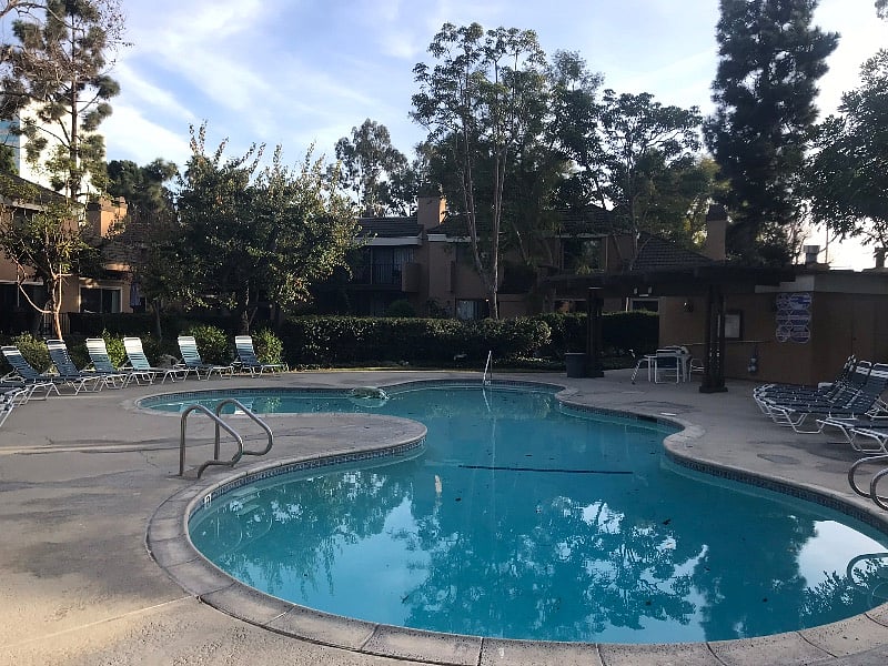Community pool with spa and new lounge chairs