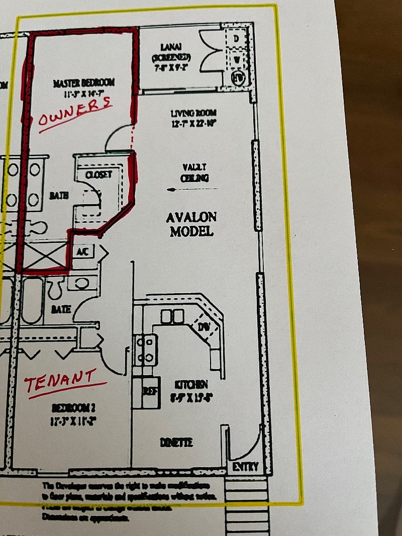 Our private area in red.