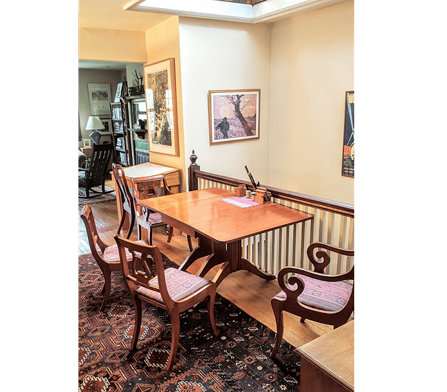 Dining under skylight