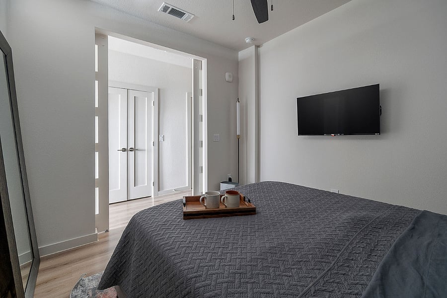 Bedroom View with Entertainment Setup
