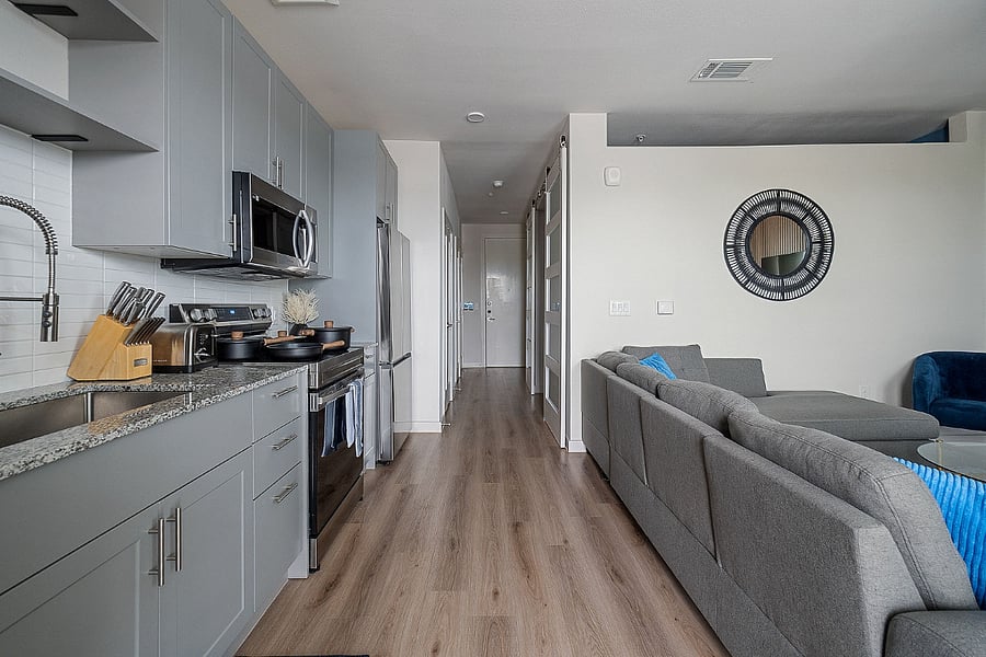 Spacious Kitchen and Living Area View