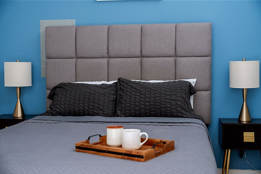 Comfortable Bedroom with Plush Headboard