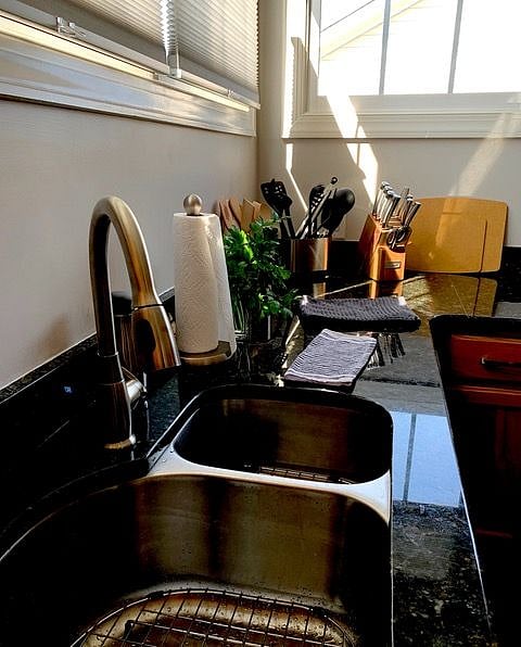 Granite countertops, double sink