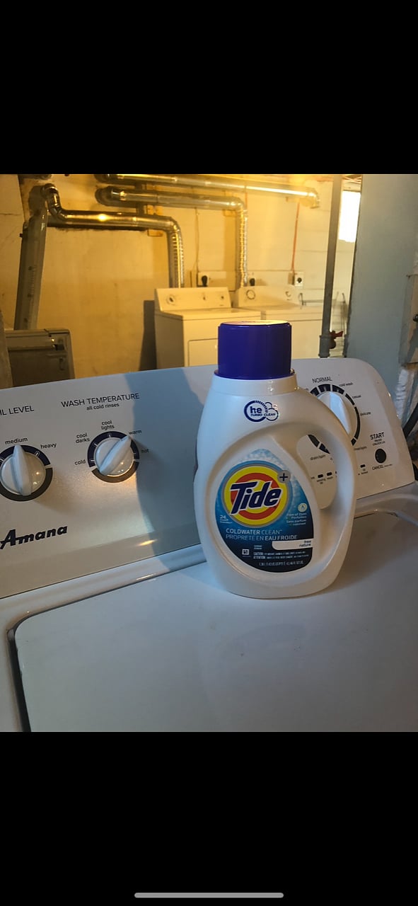 You have your very own washer and dryer.  We provide soap for your first few washes ;).