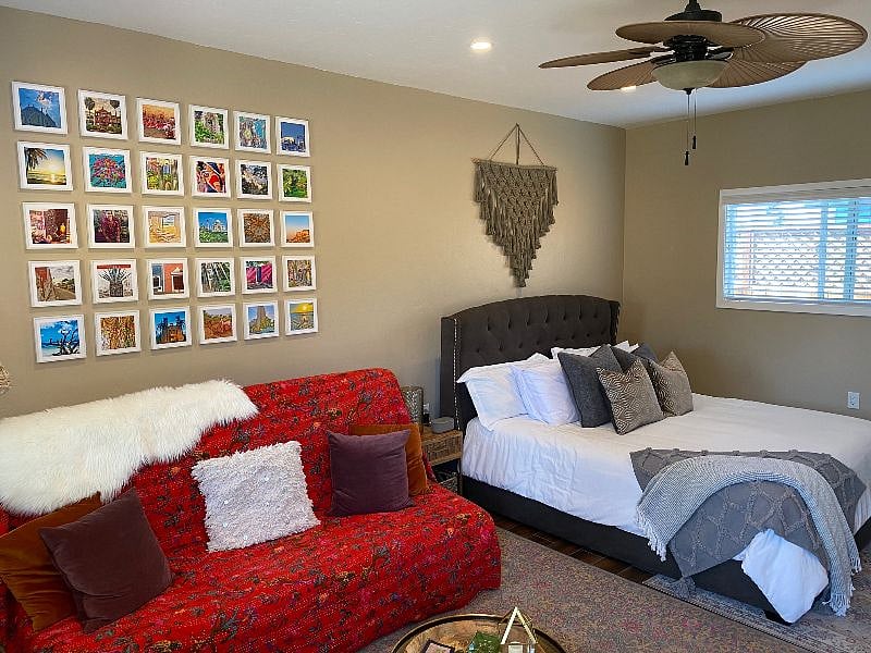 Living/bedroom space with natural daylight