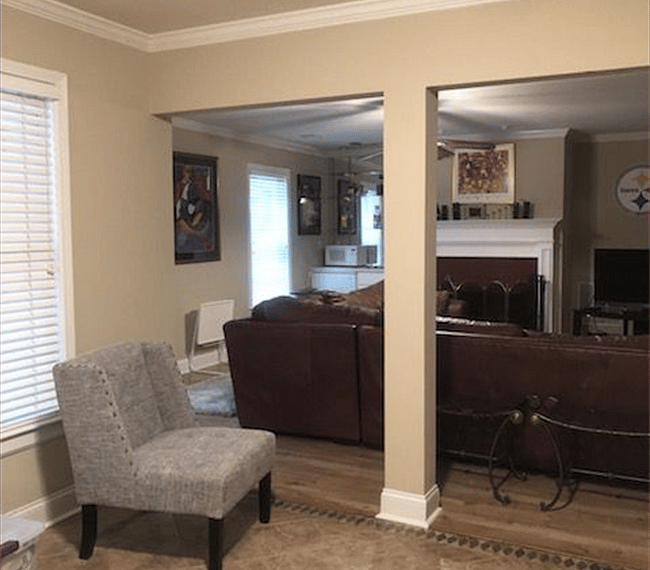 Welcoming living room with cozy sofa