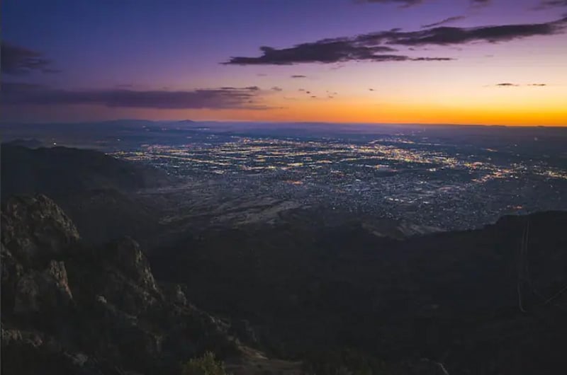 City lights view from the Sandia Peak