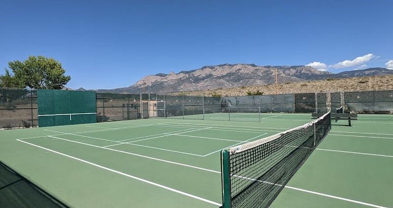Public tennis and pickleball courts are a mile away