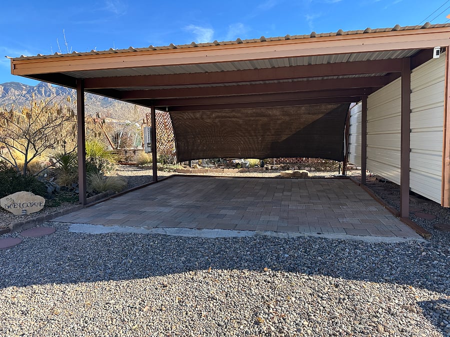 Two car covered parking in the shaded carport