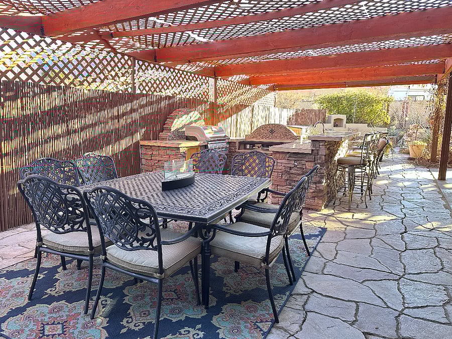 Large square patio dining table for 8