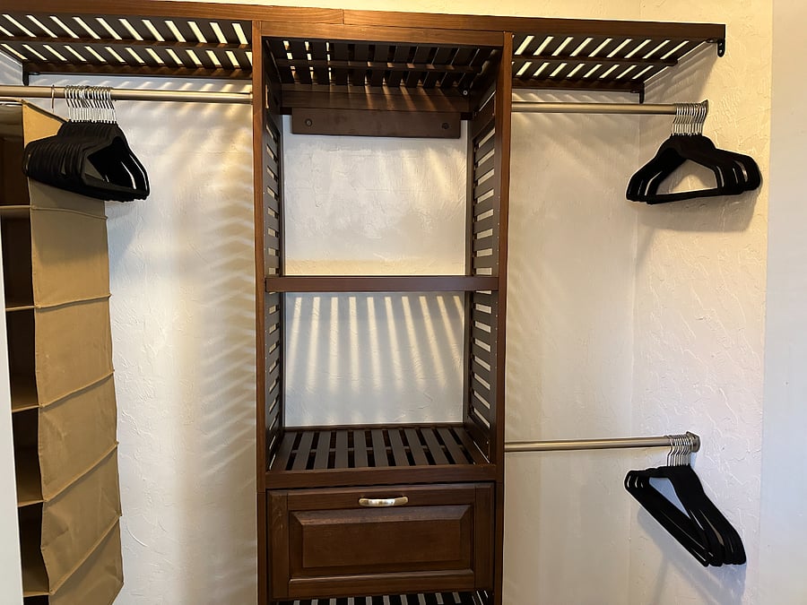 Custom walk in closet in master