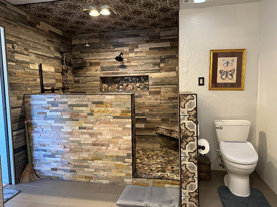 Modern bidet toilet in master
