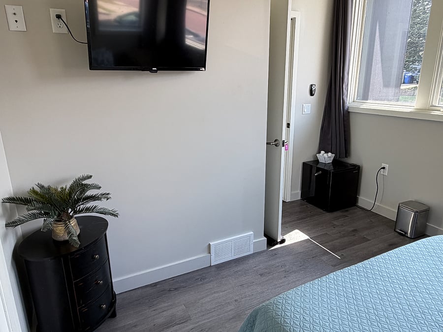 In addition to the shared kitchen refrigerator, you will have a mini-fridge in your room.