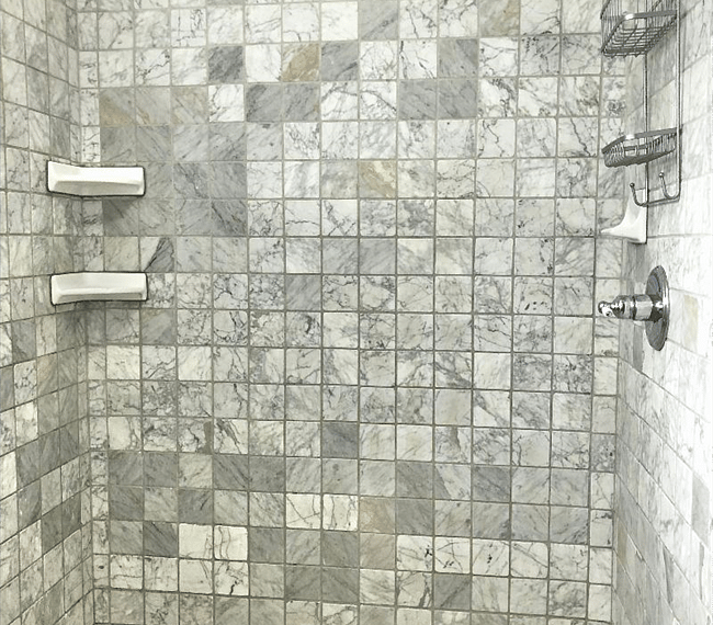 A walk-in shower features in the bathroom