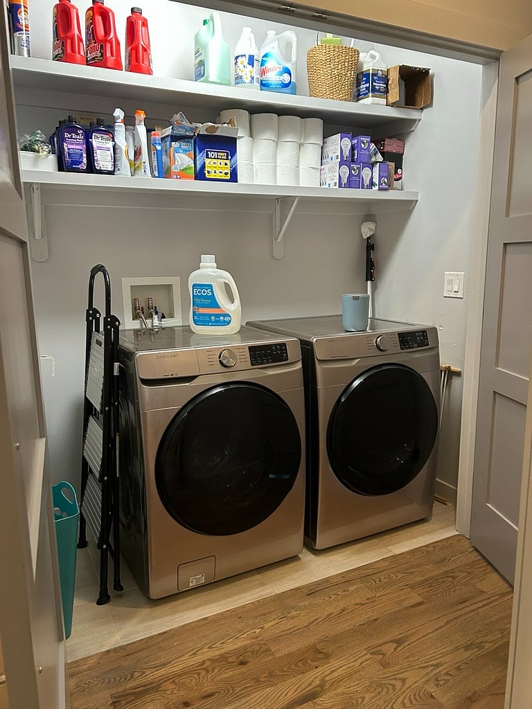 Laundry detergent, toilet paper and cleaning products included