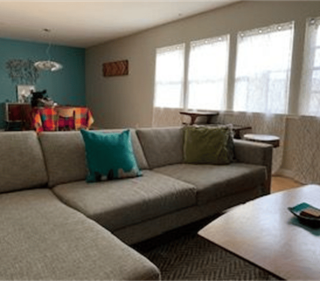 L-shaped couch in the living area