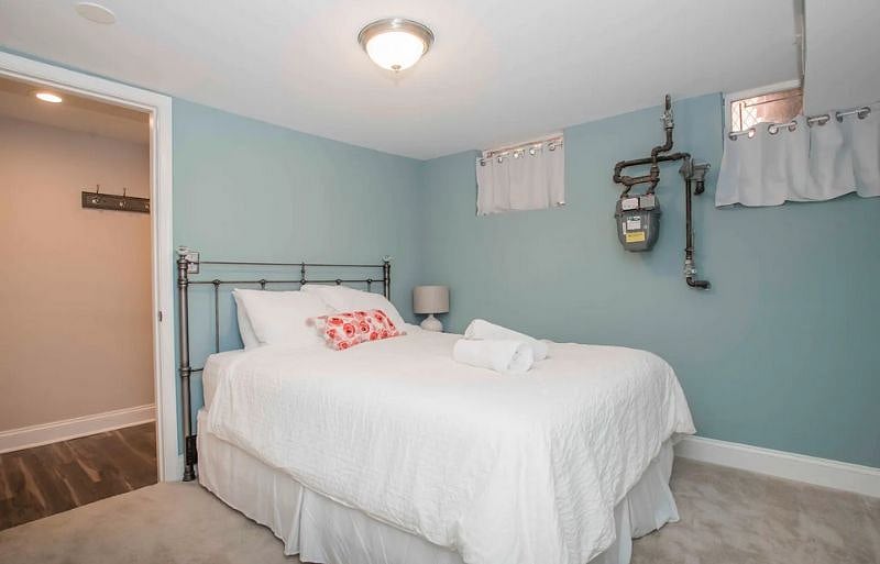 Bedroom with "Industrial Art Piece"