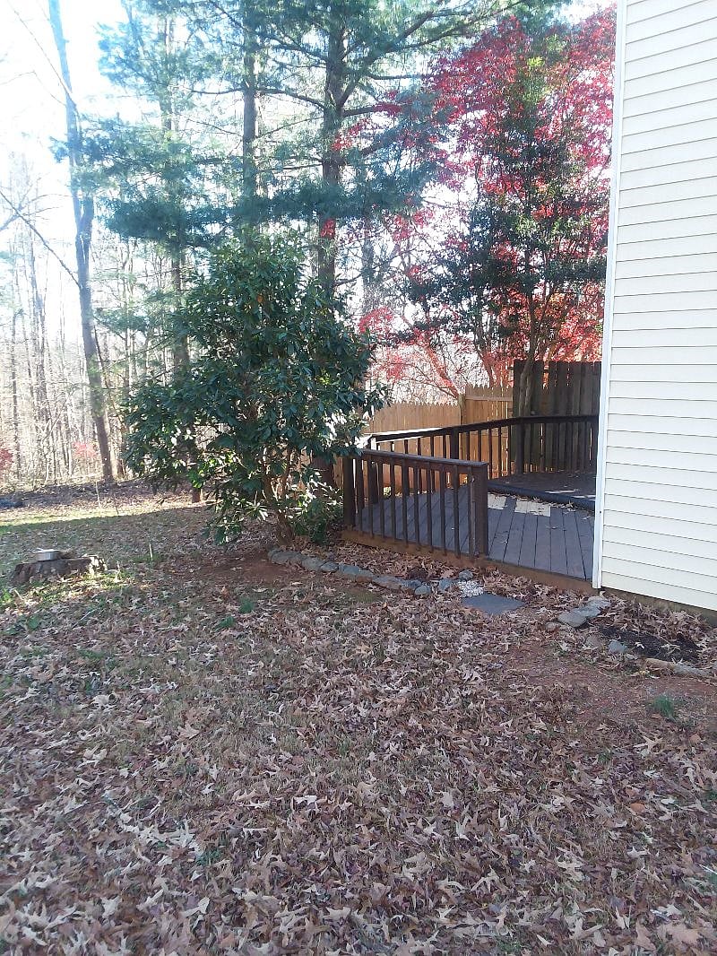 Side view of deck and back yard