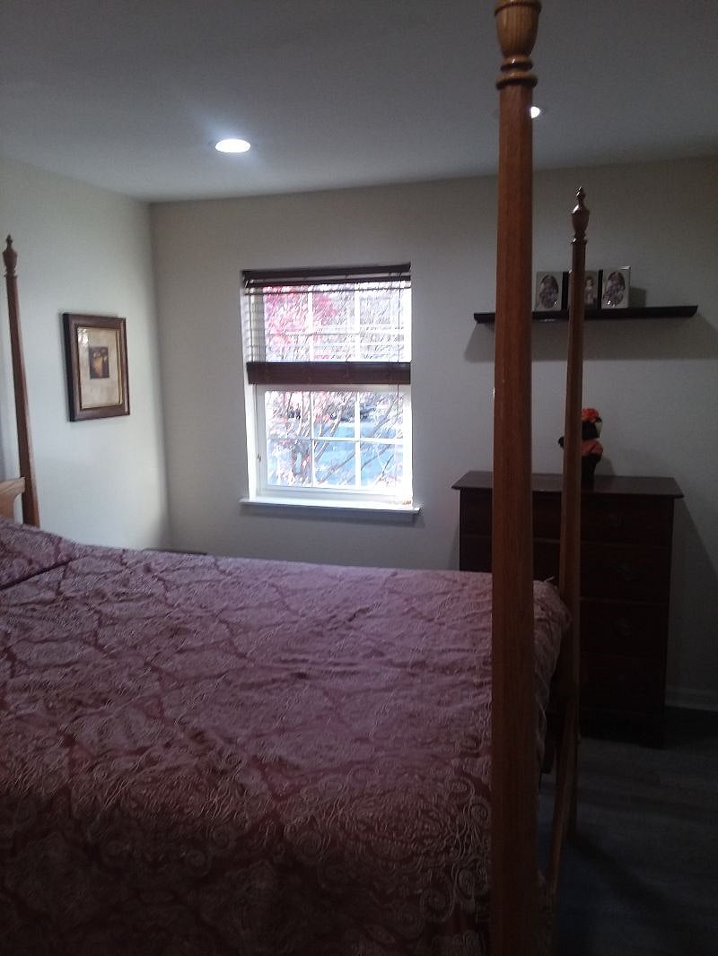 Beautiful Queen Four Poster Bed, Bedroom Two. Available black out shades for daytime sleeping.