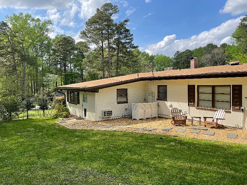 Private fenced yard area