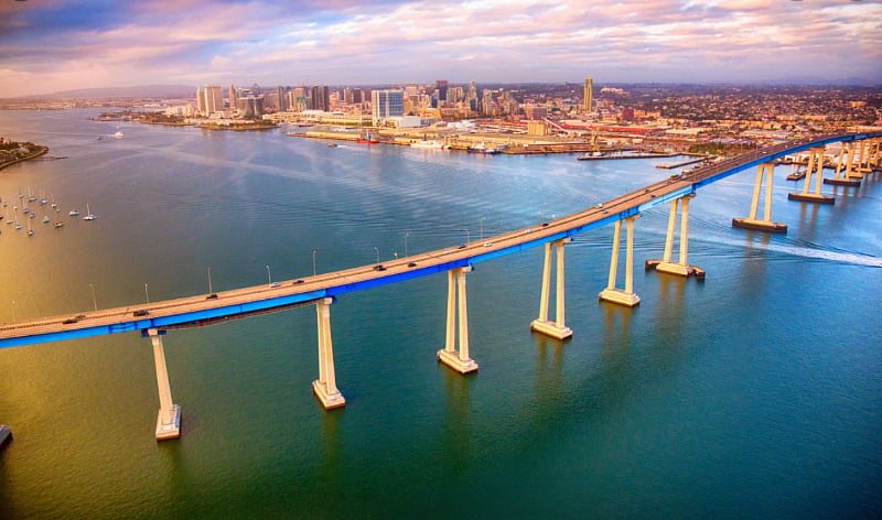 Coronado Bridge entrance is a few blocks away