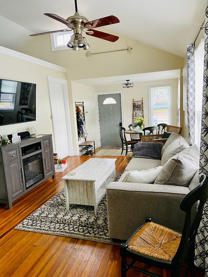 Living room attached to front dining area