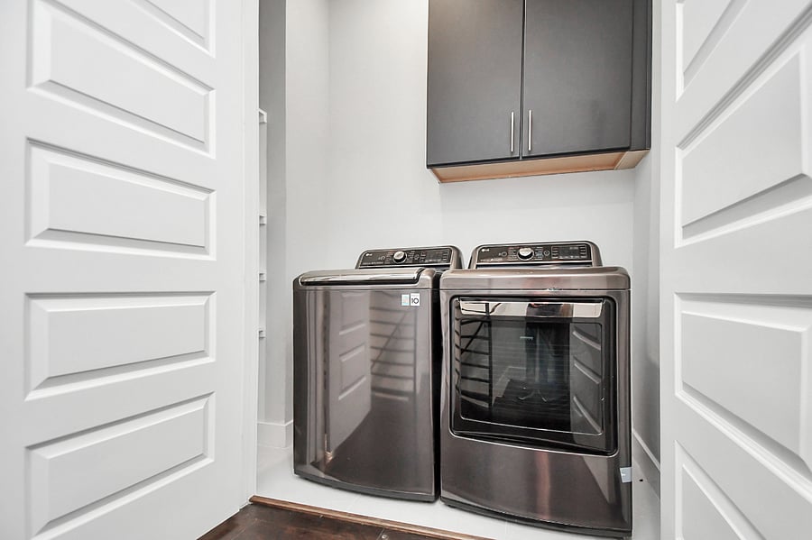 Full size washer and dryer located on the 3rd floor in between the master bedroom and bunk beds guest bedroom.