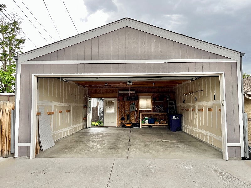 Oversized, extended 2 car garage 