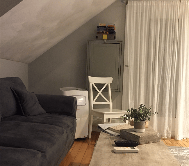 Wall Desk, folds up when not in use. That's the portable Ac, it's removed during cold months along with the bedroom window Acs