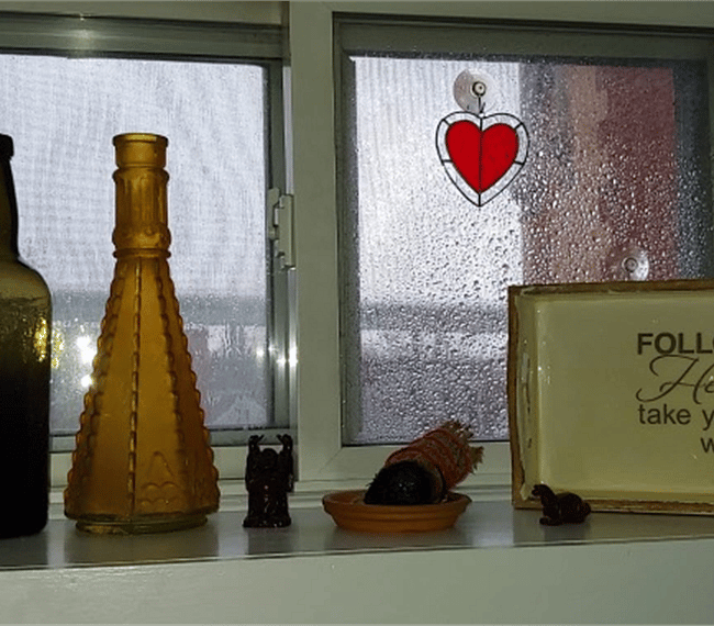 Window off the kitchen. The fire extinguisher is here. 