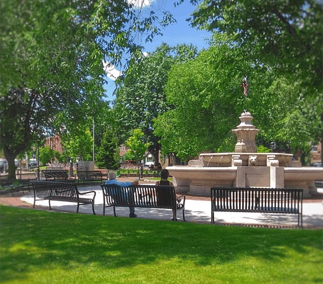Right behind the house, the local city square.