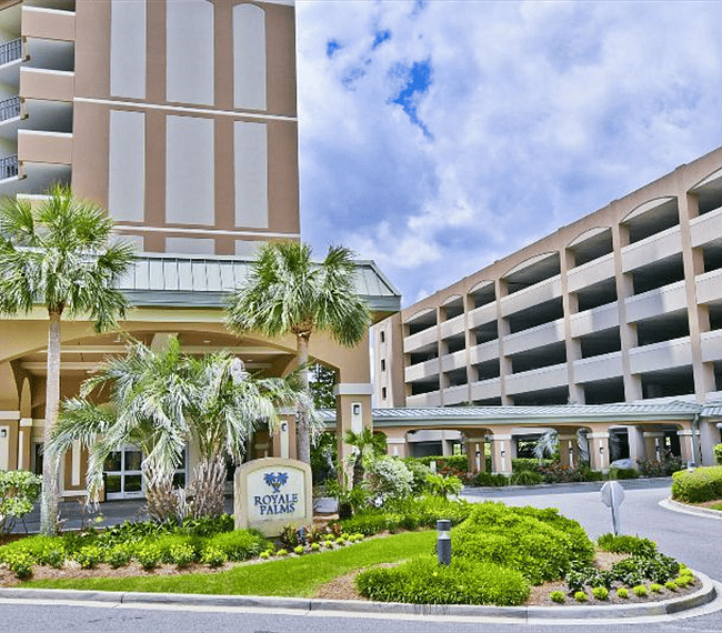 Lobby with parking garage