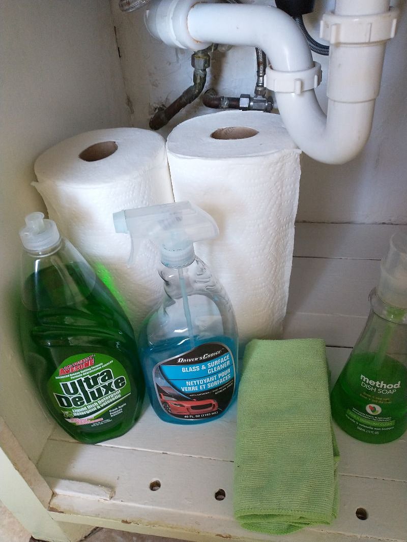 Cleaning supplies and rags